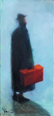 Igor Shulman, 'Anxious Traveler', 2021, original Painting Oil, 17.6 x 39.4  x 2 inches. Artwork description: 1758 This is a continuation of the conversation about mood and state. What I try to put into every work I do.Every artist, if he is serious about his work, sets himself a task.What do I want to say with this picture Who is this painting ...