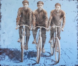 Igor Shulman, 'Dream Team', 2019, original Painting Oil, 55.1 x 47.2  x 2 inches. Artwork description: 4173 Just imagine cyclists of the beginning of the last century.  And here you have a dream team from Germany.  Well, or from France.  It does not matter.  What matters is that 100 years ago people were already chasing great ones.  These are the first real sportsmen- cyclists.  ...
