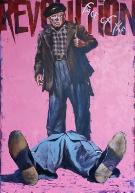 Igor Shulman, 'Face Of The Revolution', 2019, original Painting Oil, 27.5 x 39.4  x 2 inches. Artwork description: 4173 This is not a horror story. A simple poster. I thought about this. What will be the person who will kill you  A decent revolution, as a rule, carries a civil war. And in this war people also kill each other. Only there each other is killed ...
