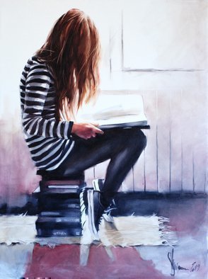 Igor Shulman, 'Love To Read', 2019, original Painting Oil, 23.5 x 31.4  x 2 inches. Artwork description: 4173 I do not remember who instilled in me a love of reading.  Most likely no one personally.  Most likely, this was due to idleness.  There were no computers yet and there was absolutely nothing to do.  But books in libraries have always been.  Maybe these books that ...