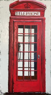 Igor Shulman; Red Phone Booth, 2022, Original Painting Oil, 27.4 x 51.1 inches. Artwork description: 241 When I make pop art, I try to saturate the picture with some kind of additional meaning. Sometimes I get patriarchal symbolism instead of pop art.In this case, no additional meanings are required. The object of the research is so familiar to everyone that it does ...