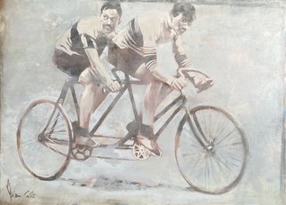 Igor Shulman; The Invincible Tandem, 2022, Original Painting Oil, 39.4 x 31.4 inches. Artwork description: 241 Many of you no longer remember that such bicycles once existed. And they really raced back in the middle of the last century. Retro lovers still use tandems. Pretty funny design in my opinion.Two of my favorite themes came together in this picture. They are retro ...