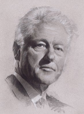 Sid Weaver; Bill Clinton, 2014, Original Drawing Pencil, 9 x 12 inches. Artwork description: 241       This is a soft pencil, charcoal, and chalk drawing on toned paper.  It has an archival fixative applied      ...