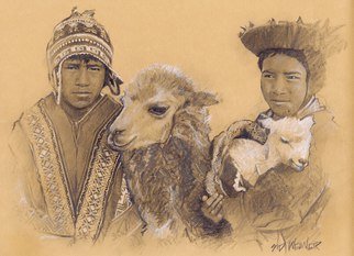 Sid Weaver; Peruvian Children, 2014, Original Drawing Pencil, 12 x 16 inches. Artwork description: 241    This is a soft pencil, charcoal, and chalk drawing on toned paper.  It has an archival fixative applied   ...