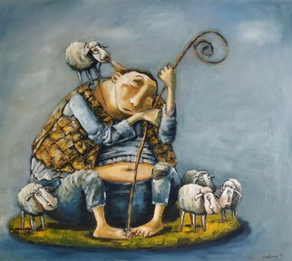 Tatiana Siedlova; Guardian, 2022, Original Painting Oil, 90 x 100 cm. Artwork description: 241 There is always someone who grazes us, but the one who grazes us cannot always keep track of what exactly we are doing. ...