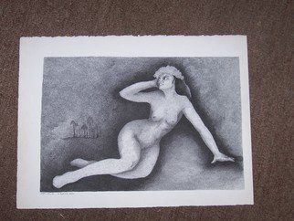 Seiglinda Welin; 1 Nude, 2000, Original Drawing Pen, 28 x 37 cm. Artwork description: 241 penink, 100rag paperdone with peninkpointulism...