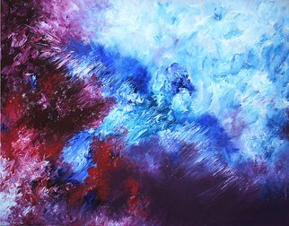 Anna Balashova; Changing, 2010, Original Painting Oil, 90 x 70 cm. Artwork description: 241  Expressionism, bird, flight, change, clean, sky blue, red, peeling, freedom, blue, cyan, liberation, marriage, spirit ...