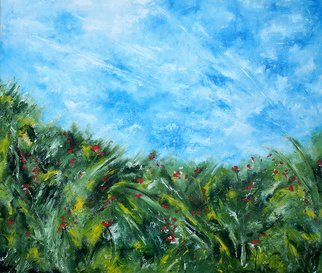 Anna Balashova; Summer, 2011, Original Painting Oil, 80 x 70 cm. Artwork description: 241  Expressionism, holiday, summer, vacation, cleanliness, grass, sky, fresh, green, the air, in the grass  ...