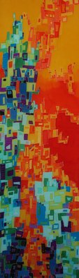 Sandi Carpenter; Falling Apart, 2015, Original Fiber, 24 x 60 inches. Artwork description: 241     Hand painted silk tapestry  ...
