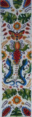 Sandi Carpenter; My Latin Roots, 2015, Original Fiber, 24 x 60 inches. Artwork description: 241      Hand painted silk tapestry   ...