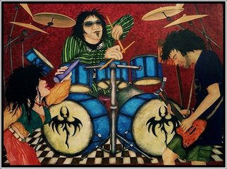 Sandi Carpenter; Nightclub At The Gaslamp, 2007, Original Painting Acrylic, 48 x 40 inches. Artwork description: 241  Original acrylic depicting a nightclub scene in the 
