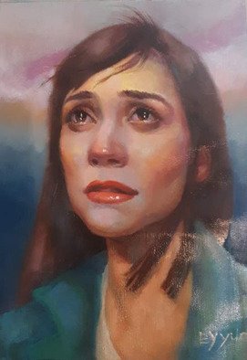 Eun Yun; Said Young Woman, 2020, Original Painting Oil, 9 x 12 inches. Artwork description: 241 Looking at a person s face makes him guess what he or she is doing. I drew a sad face among various emotions. ...