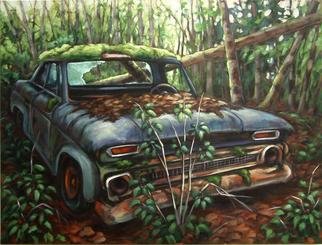 Suzan Marczak; Pacha Mama Fights Back, 2012, Original Painting Acrylic, 40 x 30 inches. Artwork description: 241     the forces of nature take over a derelict vehicle, and the rainforest reclaims possession of its own.    ...