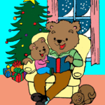 Simone Maxwell; Christmas Bears Reading, 2006, Original Computer Art, 8 x 8 inches. Artwork description: 241 Christmas bears reading. Children' s storybook illustration or greeting card image. Adobe Photoshop. 2006...