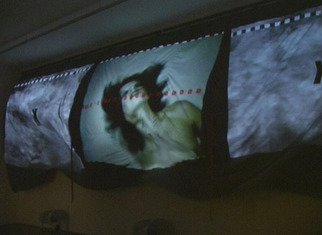 Graf - Zyx; Time, 2005, Original Mixed Media, 900 x 300 cm. Artwork description: 241 >> The sleeper, the maggot, . . . |andtime|<< . Mixed- Media- Installation: Video, Music and >> Kinetisches Objekt # 03<< . Videoloop 28 min.Installation: Canvas 10m, 3 ventilators, 3 video- projectors, 2 DVD- players, Hi- Fi- system.Installation can be delivered without representations technic: Canvas, 2 DVDs ( Price $ 5000)THE SPACE IN WHICH ...