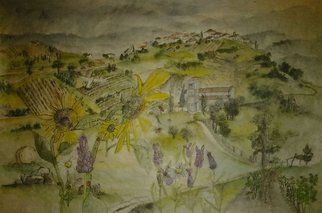 Debbi Chan, 'Italian landscape of larg...', 2012, original Watercolor, 20 x 30  inches. Artwork description: 52995   I love working on rice paper. This is a watercolor/ ink.     this is a watercolor/ ink done on  yun long rice paper.   ...