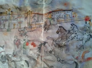 Debbi Chan, 'Italian story album updated', 2013, original Artistic Book, 17 x 23  x 1 inches. Artwork description: 36363   Watercolor/ ink on rice paper in folding album.                            photos from Idaho.          photos from Idaho.        ...