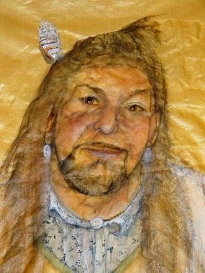 Debbi Chan, 'NATIVE AMERICAN IN PORTRAIT', 2011, original Watercolor, 16 x 19  inches. Artwork description: 78735  a portrait i did for a friend. watercolor/ ink in gold silk. ...