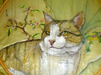 Debbi Chan, 'RAGNAR the cat embroidered', 2011, original Watercolor, 14 x 18  inches. Artwork description: 76755  this is my friend's cat. i am it turned  out beautifully.                                                                                                                                                                                                                                                 i love the colors on this silk watercolor.                                                                                                            ...