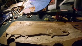 Debbi Chan, 'a trophy for your wall', 2010, original Woodworking, 8 x 23  inches. Artwork description: 94179  this is a relief carving i did with a clever idea in mind: your own fish trophy for the wall. and you don' t even have to fish. . .                               ...