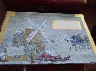 Debbi Chan, 'idaho book the front cover', 2011, original Artistic Book, 6 x 10  inches. Artwork description: 80715   i covered the book with an embroidered painting of mine that i did on silk. it  also has 23 caret gold leafing as well as gold leafed rice paper.        ...