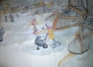 Debbi Chan, 'inge skating and stepping...', 2014, original Artistic Book, 15 x 22  x 1 inches. Artwork description: 19335   These album leaves are part of a larger continuous story painting in a folding album.   ...