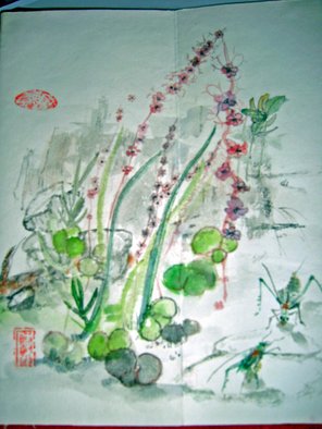 Debbi Chan, 'mixed fauna and flora book', 2010, original Artistic Book, 8.5 x 11  inches. Artwork description: 96555   book 2. these paintings in this book are of mixed subjects. the  pages are mounted rice paper and  done in the accordion style used in asia for centuries.     ...
