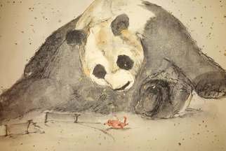 Debbi Chan, 'panda monium album', 2016, original Artistic Book, 11 x 15  x 1 inches. Artwork description: 3495   Thee album leaves are part of a small continuous story painting in a folding album.   ...