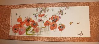 Debbi Chan, 'red green in the field updated', 2013, original Watercolor, 19 x 57  inches. Artwork description: 37155  a horizontal handscroll i watercolor/ ink on rice paper.         Photos from Idaho.             Photos from Idaho.       this horizontal hand  scroll is done in watercolor/ ink on rice paper.          ...