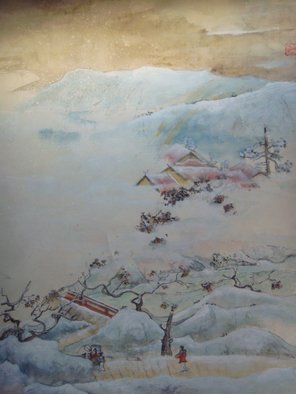 Debbi Chan, 'winterwonderland', 2009, original Watercolor, 23.5 x 57  inches. Artwork description: 110415  this is truly a winterwonderland. it feels like you could walk on the fluffy snow.  it's also a scroll. ...