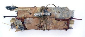 Mary-Ellen Campbell; Red Wing Souvenirs, 2007, Original Artistic Book, 8 x 3 inches. Artwork description: 241  Scroll book from birch bark containing natural materials i. e. corn huskd, bo elder bugs, leaves, stones. ...