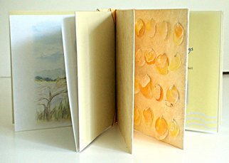 Mary-Ellen Campbell; Water Songs, 2007, Original Artistic Book, 5 x 6 inches. Artwork description: 241  Digital images of artist's watercolors along with poetryin crown binding of tyvek with jingle shells sewn to cover. ...