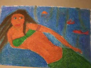 Kelly Etheridge; Ocean Goddess, 2015, Original Drawing Pastel, 24 x 18 inches. Artwork description: 241     A drawing of a Mermaid.    ...