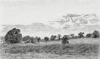 Keith Thrash, 'Twilight', 1982, original Drawing Pencil, 9 x 6  inches. Artwork description: 1911  An early drawing done below Newbern, looking west after sunset. ...