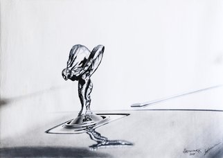 Sreejith Krishnan  Kunjappan; The Flying Spirit, 2015, Original Drawing Marker, 16.5 x 11.7 inches. Artwork description: 241 Rolls Royce is a hyper luxury car brand that needs no introduction.  All Rolls Royce cars have a bonnet ornament - The Spirit of Ecstasy proudly standing at the tip of the bonnet guiding the passengers through their journey.  The Spirit of Ecstasy is often considered as a ...