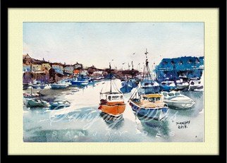 Sanjay Das; Fishing Boat, 2018, Original Watercolor, 14.5 x 9.5 inches. Artwork description: 241 boats, watercolor, seascape, fishing boat, ...