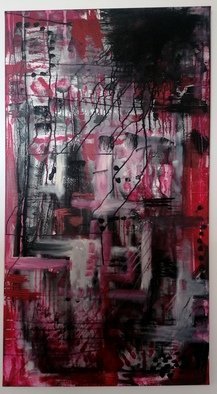 Simona Samkova; Chaos, 2021, Original Painting Acrylic, 60 x 110 cm. Artwork description: 241 Black, carmin, acrylic, abstract painting, painting wirh emotions...