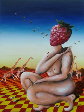 Massimiliano Stanco; Miss Strawberry, 2008, Original Painting Oil, 48 x 36 inches. 