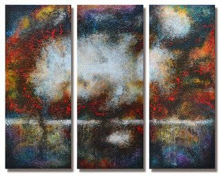 Steve Hunsicker; Beyond The Light, 2014, Original Painting Acrylic, 65 x 49 inches. Artwork description: 241 Triptych, Heavy textured multiglazed mixed media painting including drawings and phrases between layers ...