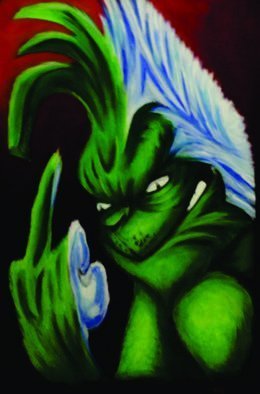 Steve Meyerholz; Bah Humbug, 2017, Original Painting Acrylic, 24 x 36 inches. Artwork description: 241 aEURoeBAH HUMBUGaEUR is a painting of The Grinch from the well known Dr. Seuss Christmas movie aEURoeThe Grinch Who Stole Christmas. aEUR Bah Humbug is an exclamation that conveys displeasure which I was feeling when I first created this image. It actually started out on the front of ...