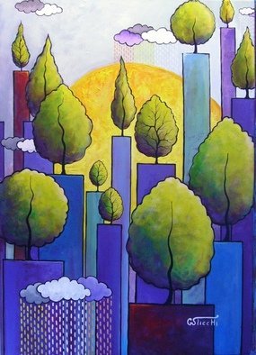 Giuseppe Sticchi; Pioggia Nel Bosco, 2011, Original Painting Acrylic, 70 x 50 cm. Artwork description: 241  sinfonia di colori nel bosco quando piove           ...
