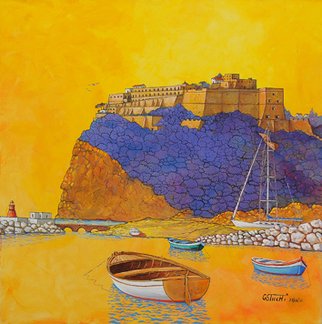 Giuseppe Sticchi; Castello Nel Sole, 2010, Original Painting Other, 100 x 100 cm. Artwork description: 241   pomeriggio al castello di Baia Napoli     ...