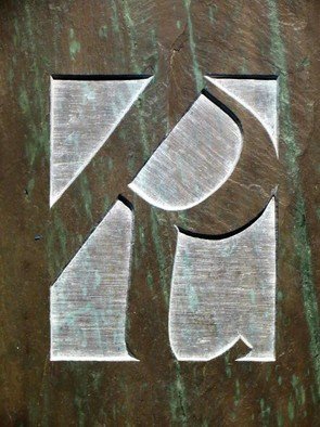 Nils Kulleseid; Raised R, 2016, Original Bas Relief, 5 x 5 inches. Artwork description: 241 The beauty of letters carved in stone...