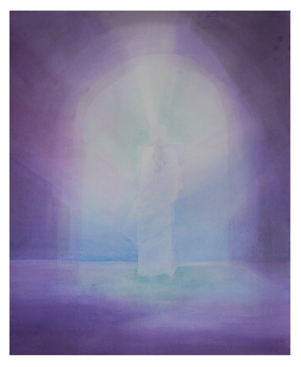 Ana Maria Studart; The Lady, 2018, Original watercolor, 50 x 61 inches. Artwork description: 241 Watercolor painting, veiled technique, with 86 layers of paint.  TheLady is a painting inspired by the violet atmosphere. ...