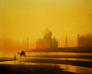 Sudipta Karmakar; Camel With Taj, 2019, Original Watercolor, 23 x 18 inches. Artwork description: 241 Indias great heritage taj mahal...