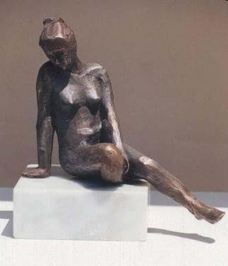 Sue Jacobsen; An Idle Moment, 2004, Original Sculpture Bronze, 5 x 8 inches. Artwork description: 241 A' thumbnail' figure sketch executed in sculpting wax and direct cast in bronze- - edition of one. White marble base....