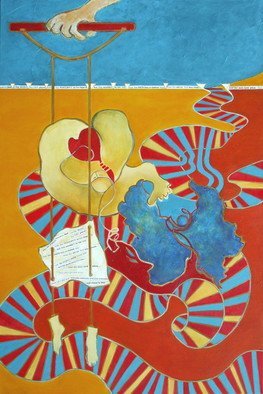 Suzanne Caron; Every Day, 2009, Original Painting Acrylic, 24 x 36 inches. Artwork description: 241 Every Day, The gh paintings series, acrylic, bold design, red, cerulean, gold, blue, inspired by Gregory Hoskins...