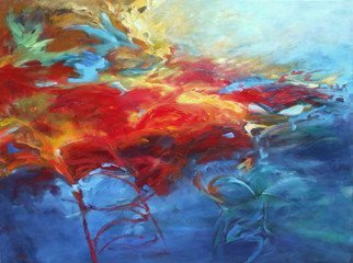 Suzanne Caron, 'Solar Reflections', 2011, original Painting Acrylic, 40 x 30  x 2 inches. Artwork description: 1758  Solar Reflections, bright blues, reds, depth of colour...