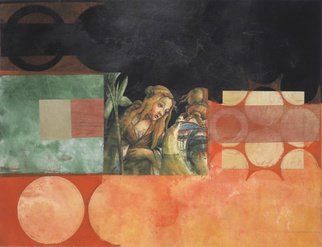 Suzanne Benton; Maiden And The Night Sky, 2013, Original Printmaking Monoprint, 13.5 x 17.8 inches. Artwork description: 241  Maiden and the Night from Paintings in Proust series, monoprint with Chine collA(c)           ...
