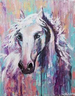 Svetlana Hollinger; White Horse, 2018, Original Painting Acrylic, 28 x 24 inches. Artwork description: 241 horse s eyeshorseoriginal paintingsingle copyhorse headexpressive...